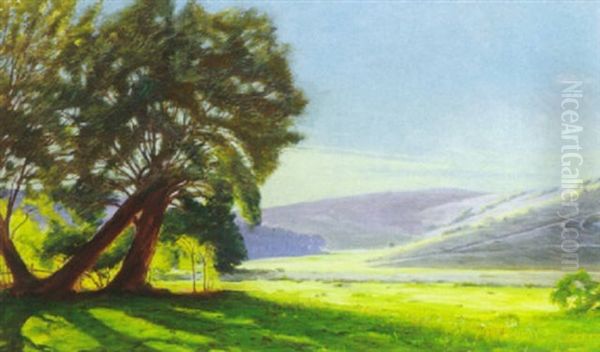 Sommerlandskab Oil Painting by Sigvard Marius Hansen