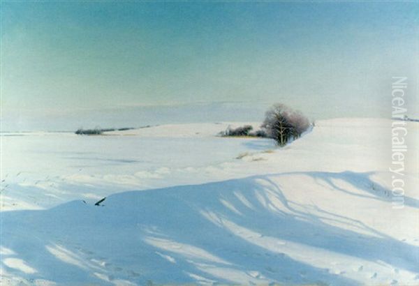 A Winter Morning Oil Painting by Sigvard Marius Hansen