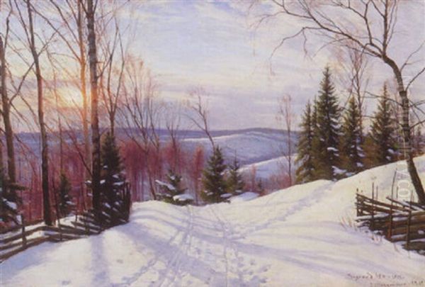 Parti Fra Lillehammer, Vinter Oil Painting by Sigvard Marius Hansen