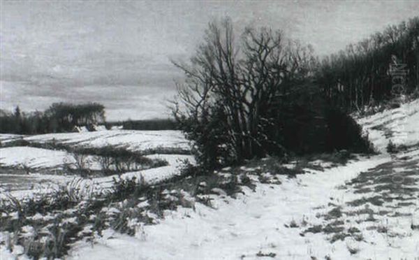 A Winter Landscape Oil Painting by Sigvard Marius Hansen