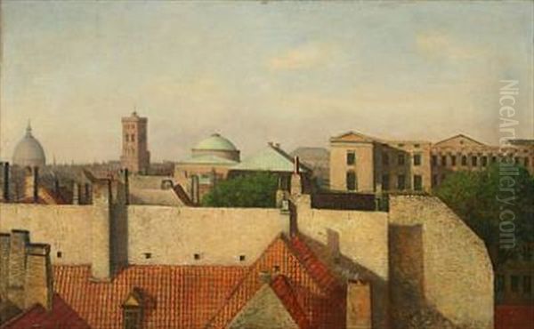 View Over Copenhagen Oil Painting by Johan Hansen-Aarslev