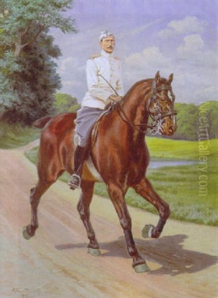 Chr. X Til Hest Oil Painting by Karl Frederik Christian Hansen-Reistrup