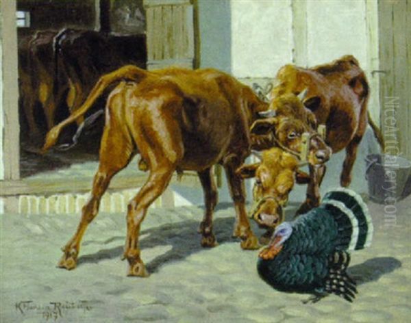 Begegnung Am Kuhstall Oil Painting by Karl Frederik Christian Hansen-Reistrup