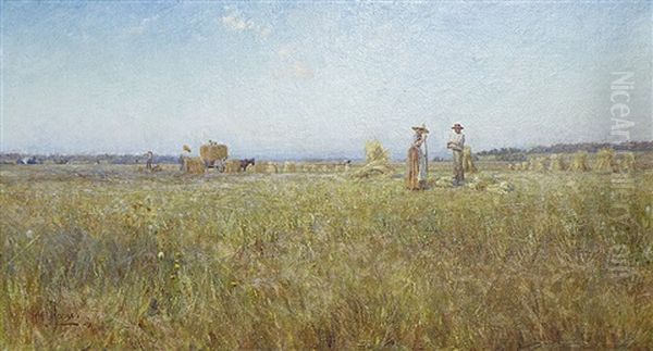 In The Golden Gleam Of A Summer Sun Oil Painting by Albert J. Hanson