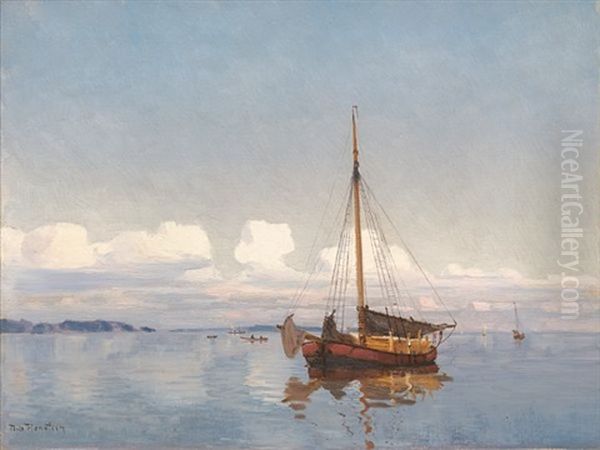 Stille Sommerdag Oil Painting by Nils Severin Lynge Hansteen