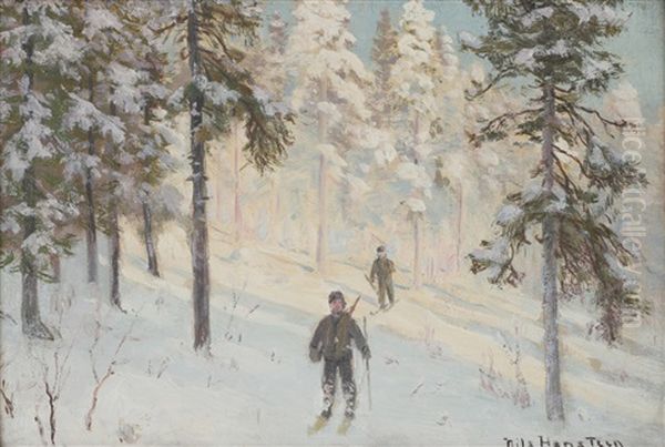 Vinterlandskap Oil Painting by Nils Severin Lynge Hansteen