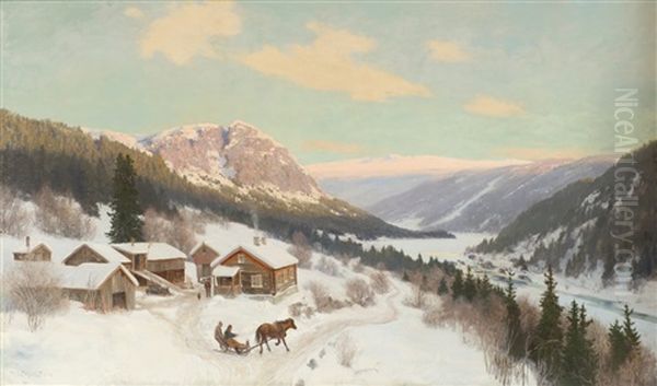 Fra Gudbrandsdalen Oil Painting by Nils Severin Lynge Hansteen