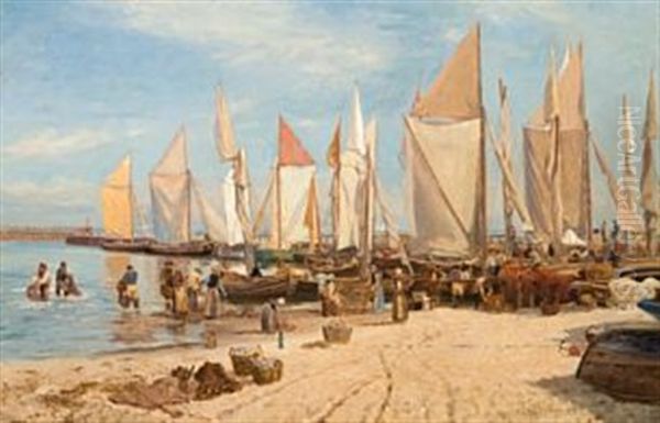 Fra Havnen I Gilleleje, Danmark Oil Painting by Nils Severin Lynge Hansteen