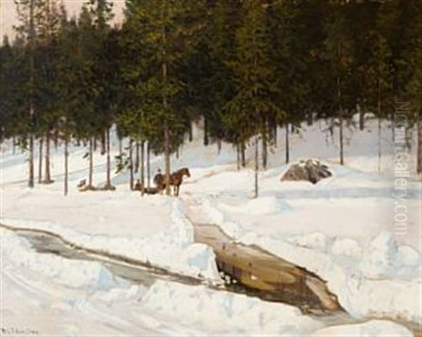 Nesten Ufremkommelig Oil Painting by Nils Severin Lynge Hansteen