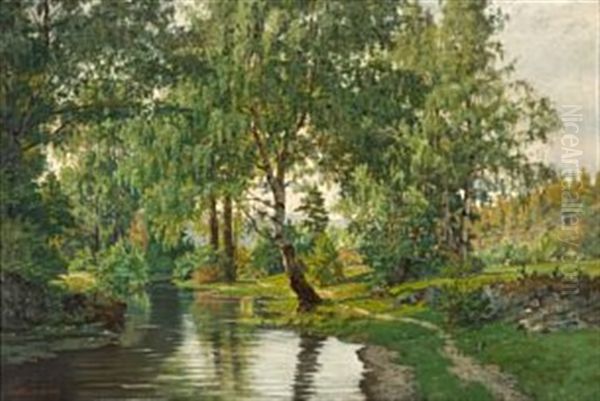 Landskap Oil Painting by Nils Severin Lynge Hansteen