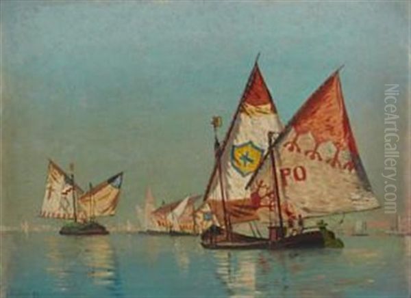 Sydlandsk Havn Oil Painting by Nils Severin Lynge Hansteen