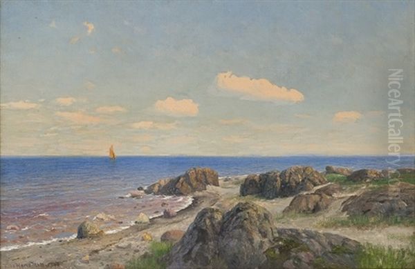 Kystlandskap Oil Painting by Nils Severin Lynge Hansteen