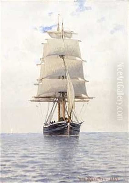 For Fulle Seil Oil Painting by Nils Severin Lynge Hansteen