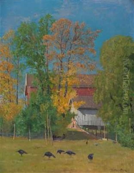 Oktobermorgen Oil Painting by Nils Severin Lynge Hansteen