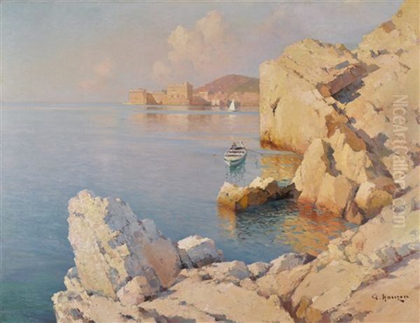 Dubrovnik On A Sunny Day Oil Painting by Alexei Vasilievitch Hanzen