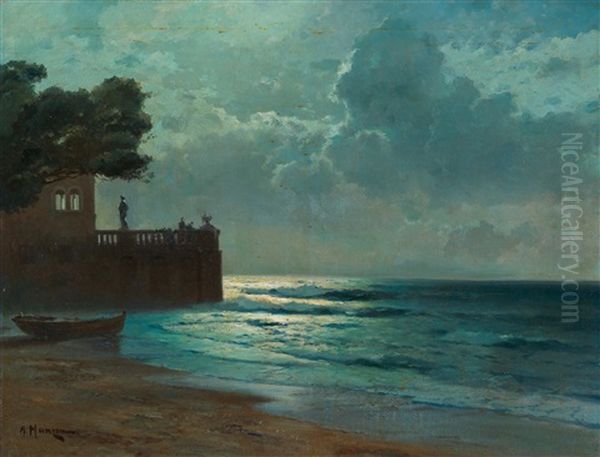 Moonlit Night In The Adriatic Oil Painting by Alexei Vasilievitch Hanzen