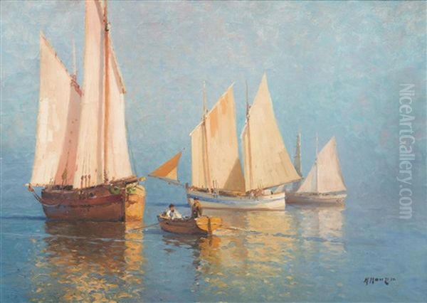 Sailboat Oil Painting by Alexei Vasilievitch Hanzen