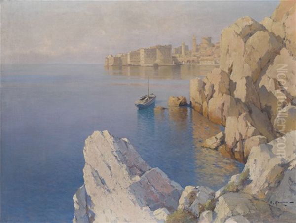 A Cove In Dubrovnik Oil Painting by Alexei Vasilievitch Hanzen