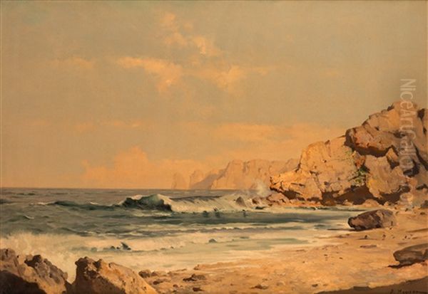 Coastal Scene Oil Painting by Alexei Vasilievitch Hanzen