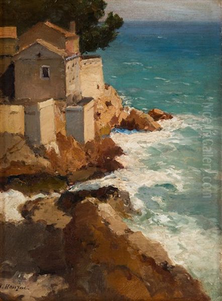 House On The Dalmatian Coast Oil Painting by Alexei Vasilievitch Hanzen