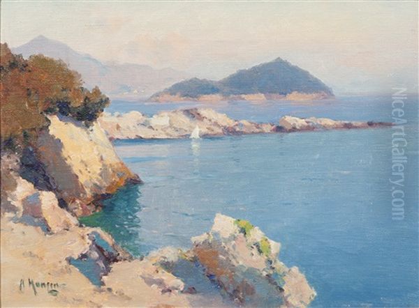 Plachetnice V Zalivu Oil Painting by Alexei Vasilievitch Hanzen