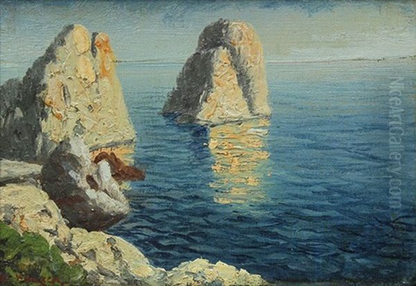 Coastal Scene Oil Painting by Alexei Vasilievitch Hanzen