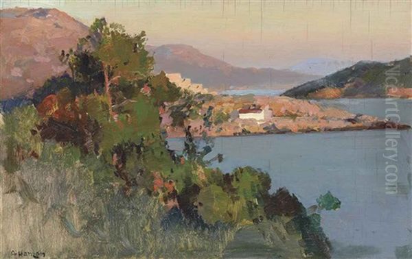 View Of The Dalmatian Coast Oil Painting by Alexei Vasilievitch Hanzen