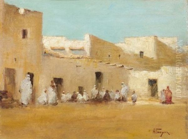 La Place Du Village Au Maroc Oil Painting by Alexei Vasilievitch Hanzen