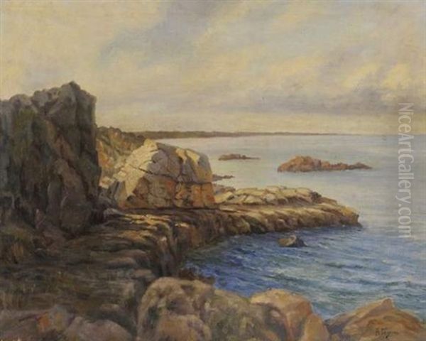 Rochers En Bord De Mer Oil Painting by Alexei Vasilievitch Hanzen