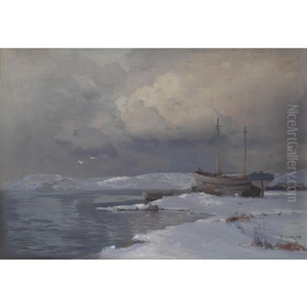 Winter Seascape Oil Painting by Alexei Vasilievitch Hanzen