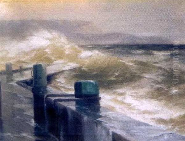 La Tempete Sur La Mer D'azov Oil Painting by Alexei Vasilievitch Hanzen