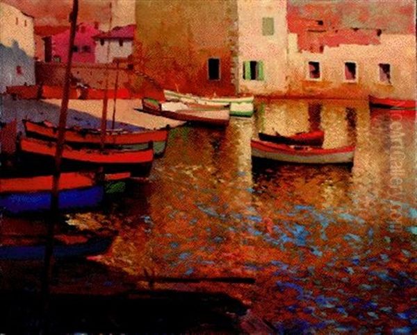 Boote Im Hafen Oil Painting by Alexei Vasilievitch Hanzen