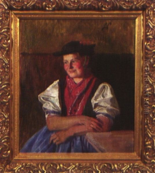 Trachtenmadchen Oil Painting by Jakob Happ