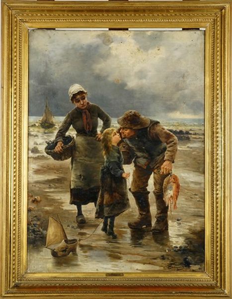 Le Retour Des Pecheurs Oil Painting by Georges Jean Marie Haquette