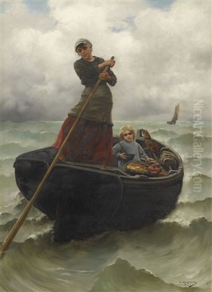 The Fisherman's Wife Oil Painting by Georges Jean Marie Haquette