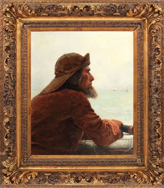 Pescar Breton Oil Painting by Georges Jean Marie Haquette