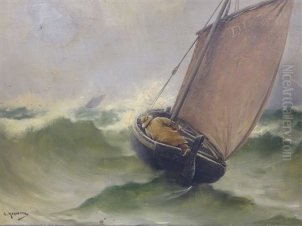 Tempete En Mer Oil Painting by Georges Jean Marie Haquette