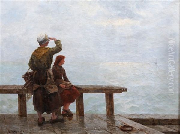 Le Retour Des Pecheurs Oil Painting by Georges Jean Marie Haquette