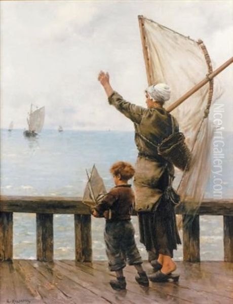 Le Retour Des Marins Oil Painting by Georges Jean Marie Haquette