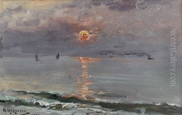 Coucher De Soleil Oil Painting by Georges Jean Marie Haquette