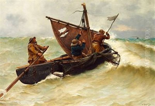 The Broken Mast Oil Painting by Georges Jean Marie Haquette