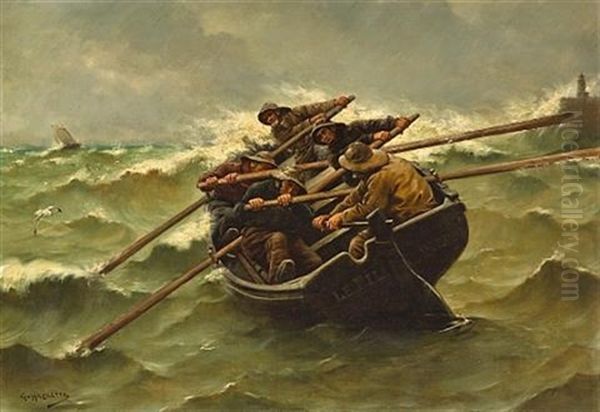 Rough Waters Oil Painting by Georges Jean Marie Haquette