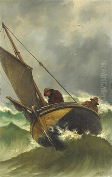 Squally Weather Oil Painting by Georges Jean Marie Haquette