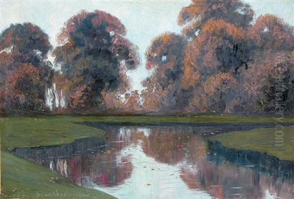 Paysage A L'etang Oil Painting by Arthur Harald-Gallen