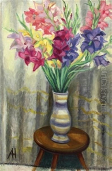 Gladiolen In Einer Vase Oil Painting by Alice Harburger