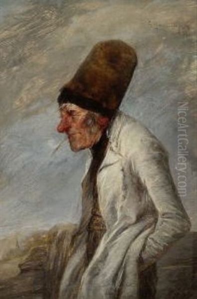 Alter Bauer Oil Painting by Edmund Harburger