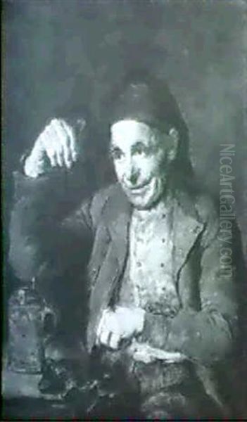 Portrait Eines Alten Mannes Mit Schnupftabakflasche Oil Painting by Edmund Harburger