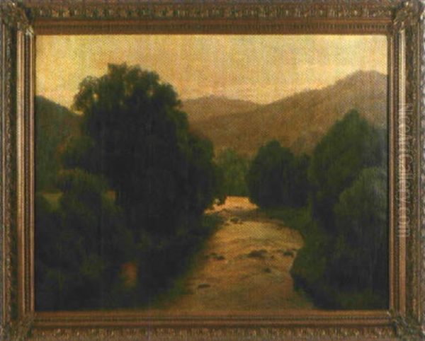 Dicht Bewachsener Fluss Im Bodetal/harz Oil Painting by Heinrich Harder