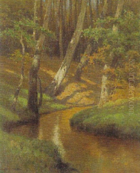 Bachlauf Im Laubwald Oil Painting by Heinrich Harder