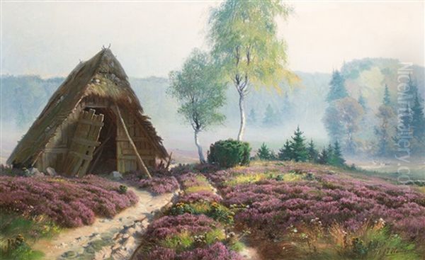 Hinter Der Lith Bei Fallingbostel, Septembermorgen Oil Painting by Johannes Harders